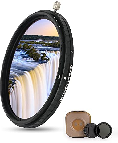 JJC 2-in-1 58 mm variabler ND-Filter & CPL Polarisationsfilter, 5 harte Blendenstufen, ND2-ND32, verstellbarer Neutraldichtefilter, inkl. feuchtigkeitsdichter Aufbewahrungsbox und Objektivdeckel