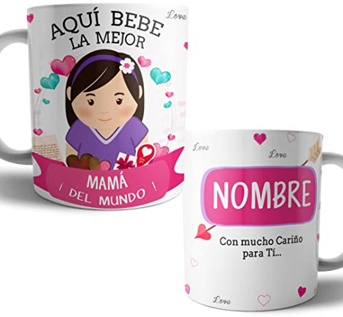 Kartoon Kase Taza A La Mejor Mamá Original Personalizada con Nombre | Mejor del Mundo Taza A La Mejor Mamá Profesiones de Cafe Desayuno para Regalar (A La Mejor Mamá)