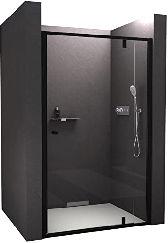 BERNSTEIN Nischendusche mit Drehtür NT606 Flex Nischendrehtür 110x195cm Duschtür mit Schwarz matten Profilen Dusche aus 6mm ESG-Sicherheitsglas mit NANO-Beschichtung