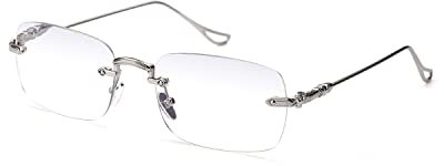 TERAISE Rahmenlose Metall-Lesebrille für Männer/Frauen Blaulichtblockierung – randlose modische bequeme Computer-Brille