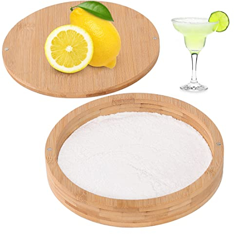 Margarita Salt Rimmer Set with Lid - Bamboo Salt Rimmer for Cocktails - Bar Party Glass Rimmering for Drinks, Cocktail Sugar Rimmer, Margarita Salt Container for Bar Salt and Sugar Rimmer Spice Box