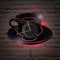 Smotly Vinyl Coffee Cup Wall Clock with LED Night Light - Seven Colors