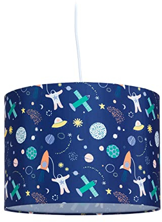 Relaxdays Hängelampe Kinderzimmer, Weltraum-Motiv, HxD: 155 x 35 cm, Pendelleuchte Mädchen & Junge, Kinderlampe, bunt