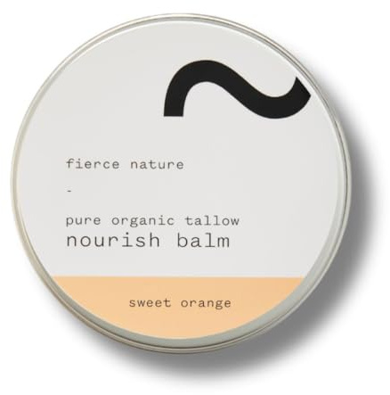 Fierce Nature Pure Nourish Tallow Balm | Organic, Vitamin-Rich Nourishing Body & Face Moisturizer | Natural, Essential Oil Free Skincare | (100g, Sweet Orange)
