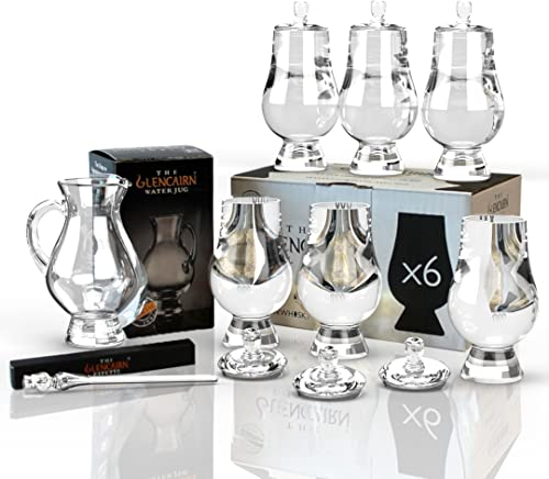Glencairn The Official Whisky Glass Tasting Set - 6 Glasses, 1 Jug, 6 Caps, 1 Pipette