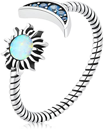 GemKing SCR796 Sun, Moon and Stars Open Ring S925 Sterling Silver ring