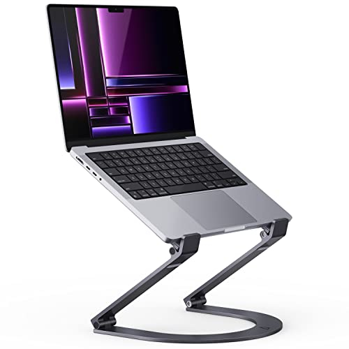 Maxonar Laptop Ständer, Höhenverstellbar Faltbarer Aluminium Laptop Stand Ergonomischer,Belüfteter Laptopständer Flach Zusammenlegbar für Portabilität,Kompatibel mit MacBook,Samsung,Dell 11-15 Grau