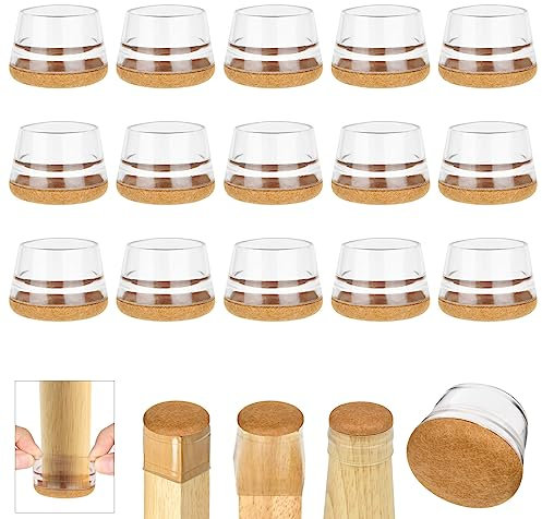 AUAUY Protection Pied de Chaise Silicone, 16PCS Protection Pied de Chaise Rond Couvre, Protections de Sol pour Pieds de Chaise avec Patins en Feutre, Résistants Rayures et Élastique(Ourlé - Grande)