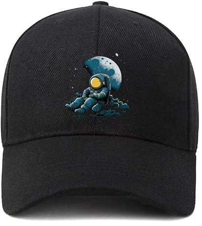 Baseballkappe Unisex Dad Cap Erwachsene Athleisure Cap Verstellbar, Astronaut Mond, Einheitsgröße