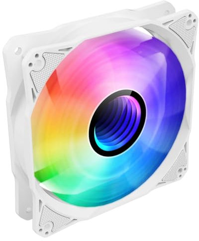 CiT Pro YH120 120mm Addressable-RGB PC Case Fan White, Infinity Mirror Center ARGB Light Effect 5V 3pin Motherboard Aura Sync 1200 RPM 3pin Power - Suitable For Computer Cases & CPU Liquid Coolers