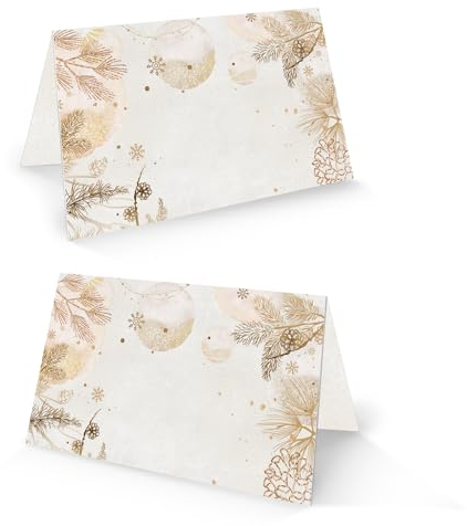 Logbuch-Verlag 25 Weihnachten Tischkarten Herbst zum Beschriften Namenskarten Platzkarten Weihnachtsfeier gold beige