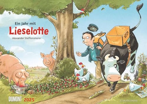 DUMONT - Die Kuh Lieselotte 2025 Wandkalender, 42x29,7cm, erfunden und illustriert von Alexander Steffensmeier, Kalender für Kinder