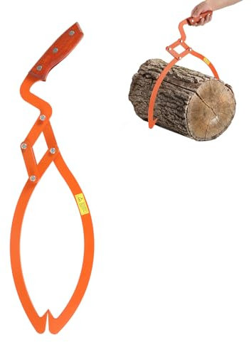 NQEUEPN Log Tongs, 20 Log Lifting Tongs Heavy Duty 2 Claw Skidding Tongs Anti Slip Grip Log Grabber Tongs Loading Capacity 110 lbs Log Lifting Hook for Handling Dragging Carrying Tool, Orange