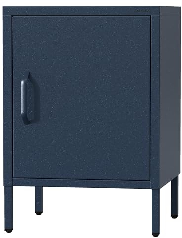 Jan Nowak Nachttisch Industrial - MIA | Nachtschrank Glitzernd mit Tür für Schlafzimmer, Kinderzimmer | Stahlschrank Abschliessbar, Nachtkasten Klein | Loft Stil | 42,4 x 59,5 x 40 cm | Dunkelblau