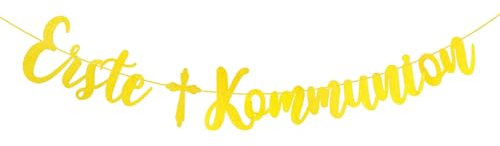 Kommunion Girlande Glitzer Erstkommunion Deko Girlande Gold Taufe Konfirmation Papiergirlande Hängende Dekoration für Taufe Kommunion Dekoration Sakrament Jungen Mädchen E7SFSCLQ
