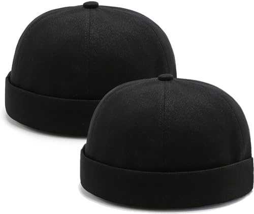 Malaxlx 2 Stücke Docker Cap Herren Docker Mütze Seemannsmütze Hafenmütze Seemannskappe Brimless Cap Herrenmütze Verstellbar