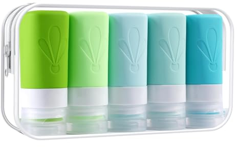 INSFIT Travel Bottles for Toiletries, CAA Approved 2oz Travel Size Containers, BPA Free Leak Proof Squeezable Silicone Tubes for Shampoo Conditioner Lotion Soap with Labels