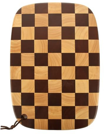 ASelected Wooden Chopping Board, 40x28x2cm Large Checkerboard Pattern Chopping Board with Hanging Hole, 2cm Thick Wood Cutting Board for Meat, Bread, Fruit, Cheese