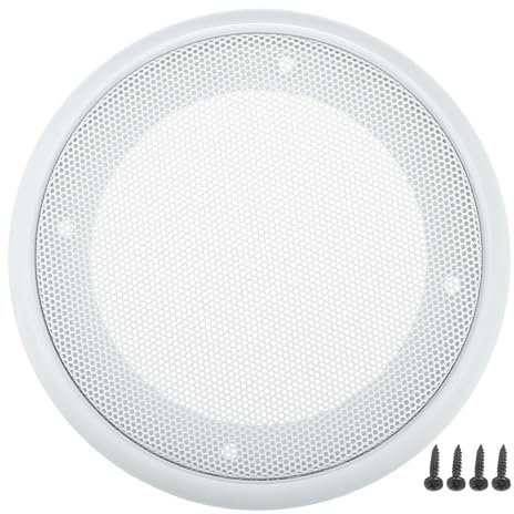 X AUTOHAUX 4 Speaker Grills Cover Mesh Round with Mounting Screws Iron ABS White - Pack of 1