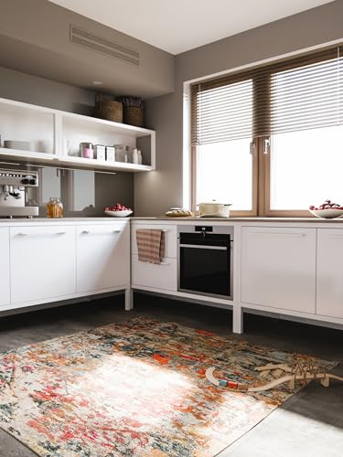benuta Nest Vintage Teppich Casa - Mehrfarbig 200x200 cm - Teppich für Wohnzimmer, Schlafzimmer und Flur - Pflegeleicht - Fußbodenheizung Geeignet
