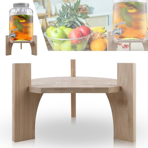 GOEDCH Support de Distributeur de Boissons: Bois Support de Distributeur de Boissons, Pratique en bois - Base Ronde, Support Multifonction Robuste et Pratique en bois pour Festivals (21.5CM)