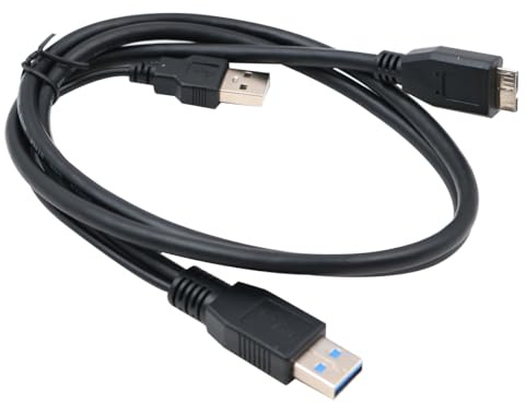 Sarini 2PCS USB 3.0 Cable de Disco Duro en Forma de Y de Doble alimentación USB 3.0 Tipo A Macho a Micro B Cable de Transferencia de Datos de 5 Gbps con Potencia Adicional para SSD HDD 1 m