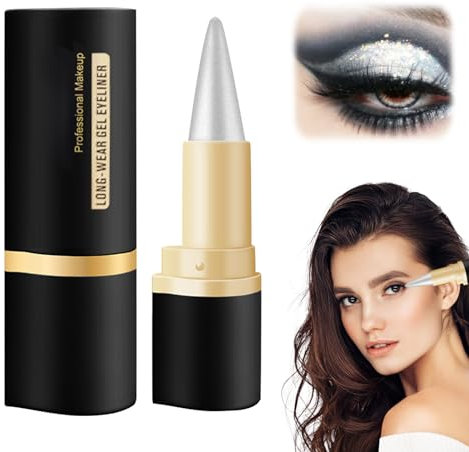 Eyeliner, Wasserfester Eyeliner Intense, schnell trocknender Eyeliner, Eyeliner Seal, langlebig, matt, einfach aufzutragen (Silber)