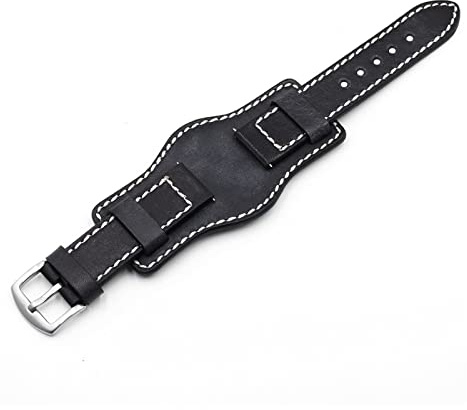 Aqxyxsw Vintage Handmade Uhrenarmband 20 mm 22 mm 24 mm Manschette Echtleder Uhrenarmbänder mit mattem Rindslederband kompatibel mit Fossil Watch lingli