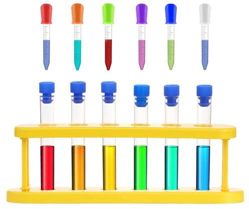 Plastik Pipette 13 Stück Reagenzgläser Pipette Set mit Tropfpipetten und Stück Reagenzglasständer Science Experimente Reagenzglas für kreative Labor