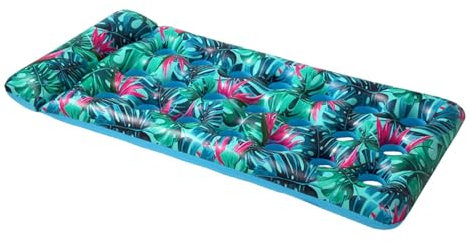 Flotadores de piscina para adultos - Flotadores de piscina inflables para adultos, tumbona grande con reposacabezas, juguete acuático flotante de piscina de 21 agujeros, cómoda tumbona inflable de tam