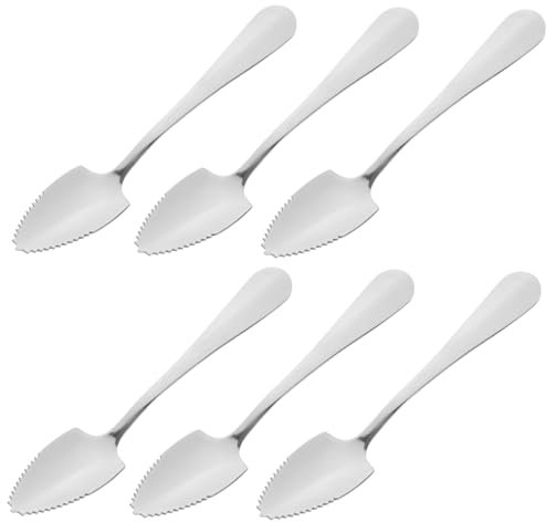 Cabilock 6-teiliges Set Eisportionierer Obstportionierer Spatenlöffel Aus Edelstahl Gezacktes Silber Angenehm Zu Halten Servierutensilien