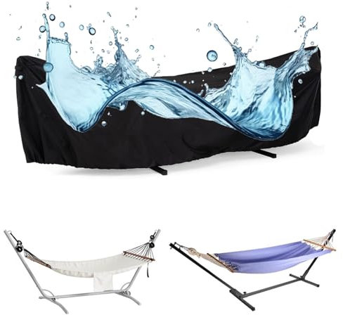 KUGGKKTP Housse de Hamac Imperméable pour L'extérieur,Housse de Protection Hamac Exterieur,Housse Hamac pour Hamac avec Barre Hamac Double,Housse Protection Hamac sur Pied (Black, 420D-446x140x97cm)