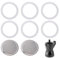 8 Pcs Moka Pot Replacement Gasket Set (2 Stainless Filter and 6 Seal Silicone Gaskets), Food-Grade Rubber Ring, Moka Pot Accessories for Stovetop/Espresso Machine/Bialetti Coffee Maker