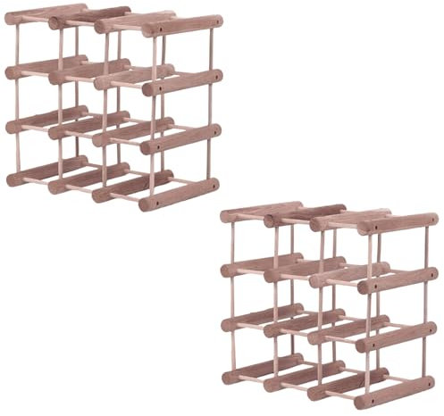 MODO24 Weinregal Modular Tanne, für 24 Flaschen oder mehr, Flaschenregal, Weinständer, Getränkeregal, Flaschenständer, Massivholz, 2 Module, ModAbm 36x36x24 cm, für Küche, Bar, Esszimmer, Braun