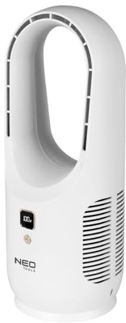 NEO TOOLS Innovativo ventilatore bladeless – potente batteria da 2200 mAh, 3 velocità, display digitale e silenzioso, raffreddamento ad aria a risparmio energetico per casa, ufficio, camera da letto