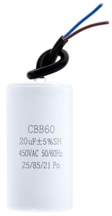 Jadehsay Condensateur CBB60 450V 50/60 Hz Condensateur Pompe Piscine Permanent avec Câble pour Moteur pour Pompe de Piscine Porte de Garage(20uF)
