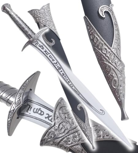 REPLIKSWORD Frodon Epée Le Seigneur des Anneaux Sting Dague Bois Epee Dard Cosplay + Fourreau Couteau Decoration + Presentoir en Bois Inclus