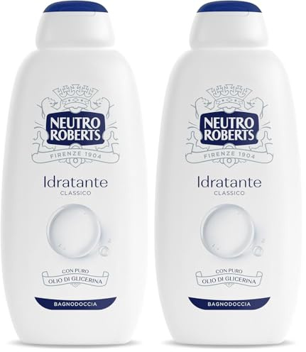 Neutro Roberts Bagnoschiuma Corpo Idratante con Glicerina Naturale, Azione Emolliente, Per una Pelle Idratata, Morbida e Protetta, Dermatologicamente Testato, Flacone da 600 ml (Confezione da 2)