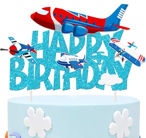 Charmefleur Flugzeug Geburtstagskuchen Topper Flugzeug Thema Geburtstagsparty Deko Glitzer Flugzeug Kuchen Spieße Flugzeug Kuchen Deko Für Kinder Reise Geburtstagsparty
