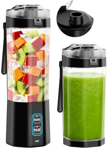 GVODE Smoothie Maker Akku Mixer Tragbar, 700ml Protein Shaker Elektrisch | To Go, 360W 6-Klingen, Eis-Crusher. 6000mAh USB-C, IPX8. Elektro Shaker Mini Kabellos