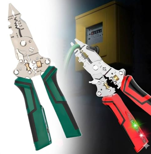 Pelacables 16 en 1 con probador de voltaje, pinzas de electricidad, herramienta pelacables eléctrica multifunción para cortar y tirar de alicates, herramientas de reparación de electricistas