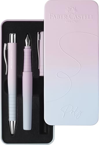 FABER-CASTELL - Schreibset Poly Pen Blushing Sky, 2-teilig | Geschenkset mit Füller M und Kugelschreiber XB für Schule, Büro und Alltag