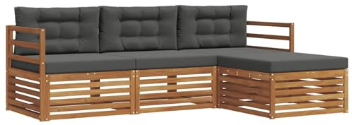 vidaXL Outdoor-Sofagarnitur 4 STK. Natur und Anthrazit