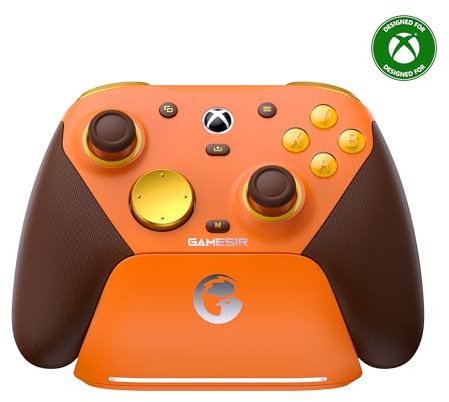 GameSir G7 Pro Kabelgebundener Controller für Xbox One, Xbox Series X/S, Kabelloser PC-Controller mit TMR-Sticks, Hall-Effekt-Analog-Triggern, 1000 Hz Abfragerate mit 3,5-mm-Audiobuchse - Amber Flame