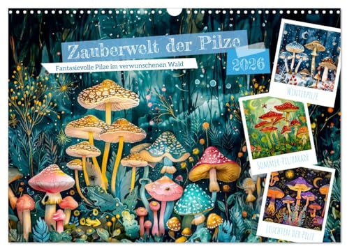 Zauberwelt der Pilze - Fantasievolle Pilze im verwunschenen Wald (Wandkalender 2026 DIN A3 quer), CALVENDO Monatskalender: Mystische Pilze und Tiere im Wald (CALVENDO Natur)