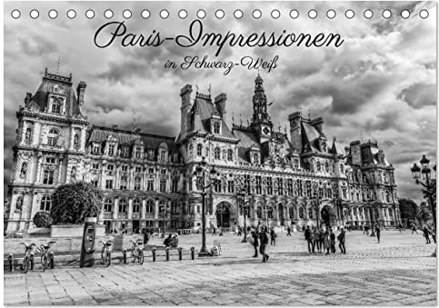Paris-Impressionen in Schwarz-Weiß (Tischkalender 2026 DIN A5 quer), CALVENDO Monatskalender: Ansichten von Paris in Schwarz-Weiß-Fotografien (CALVENDO Orte)