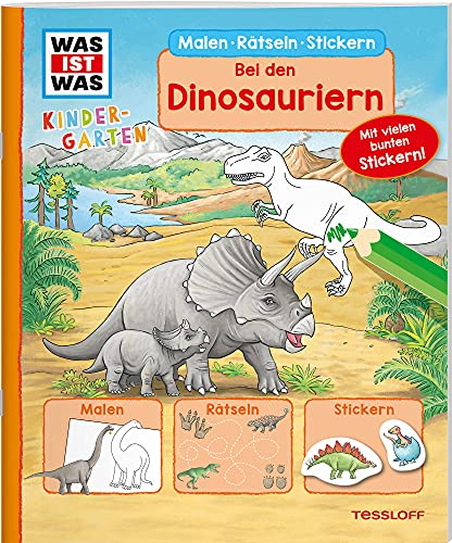 WAS IST WAS Kindergarten Malen Rätseln Stickern Bei den Dinosauriern.