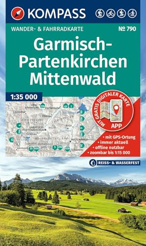 KOMPASS Wanderkarte 790 Garmisch-Partenkirchen, Mittenwald 1:35.000: Wander- und Fahrradkarte in einem - inklusive Offline-Verwendung in der KOMPASS-App. Wander-& Radwege. Skitouren. Langlaufen.