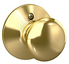 Schlage F170 PLY 605 V Plymouth Door Knob, One Sided Non-Turning Dummy Door Handle, Bright Brass