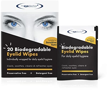 The Eye Doctor Eyelid Wipes x 80 - Suitable for use with Blepharitis, Dry Eyes, Sensitive Eyes & MGD - 80 x Biodegradable Eyelid Cleaning Wipes - Detergent and Preservative Free